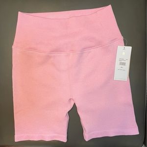 Spiritual Gangster Seamless Ribbed Biker Short Heather Bubblegum Pink; M/L; NWT